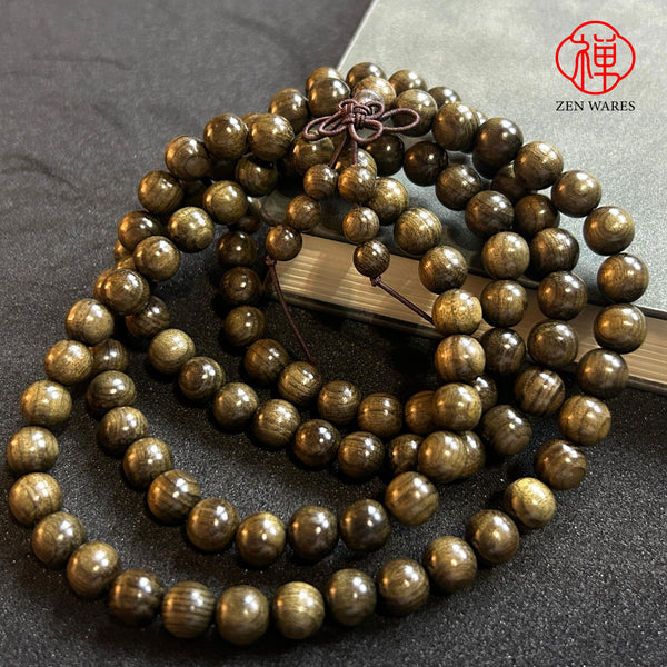 Golden nanmu bracelets, hand trays, authentic Chinese Sichuan Buddhist beads 1.2*108 pieces G100913