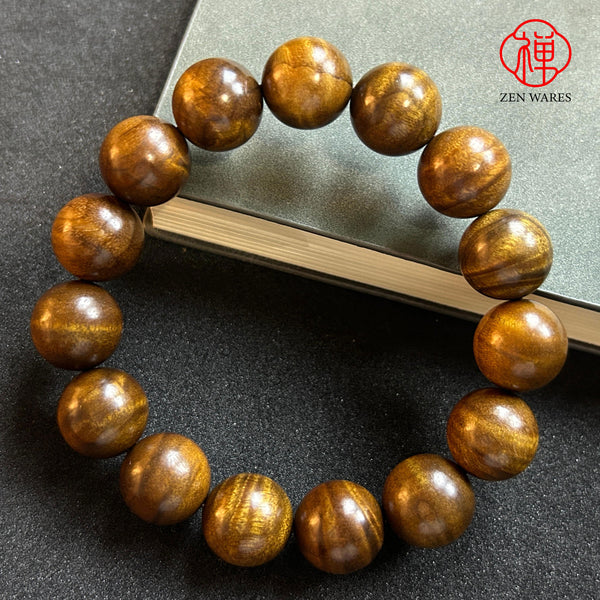 Golden nanmu bracelets, hand trays, authentic Chinese Sichuan Buddhist beads 1.6*15 pieces G1609200