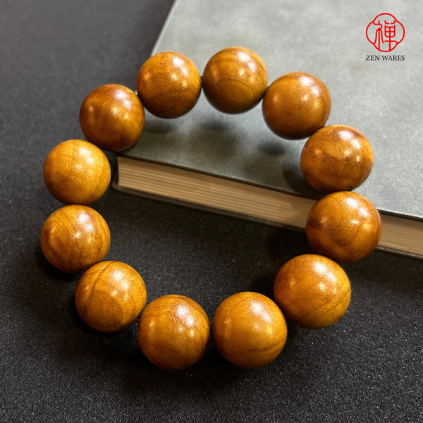 Golden nanmu bracelets, hand trays, authentic Chinese Sichuan Buddhist beads 2.0*12 pieces G010960