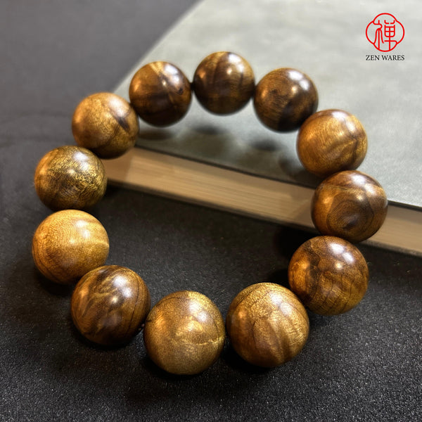 Golden nanmu bracelets, hand trays, authentic Chinese Sichuan Buddhist beads 2.0*12 pieces G0709120