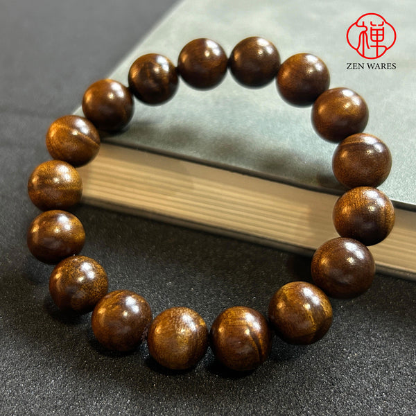 Golden nanmu bracelets, hand trays, authentic Chinese Sichuan Buddhist beads 1.2*17 pieces G090930