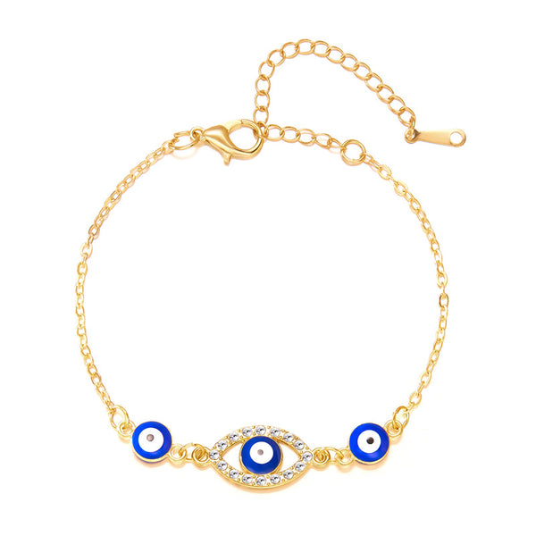 Triple Good Luck, Evil Eye Diamond Draw Bracelet B150807