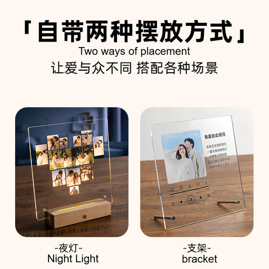 acrylic photo frame, luminous photo frame, photo customized birthday gift for couples to give male and female girlfriends, anniversary gift ornament