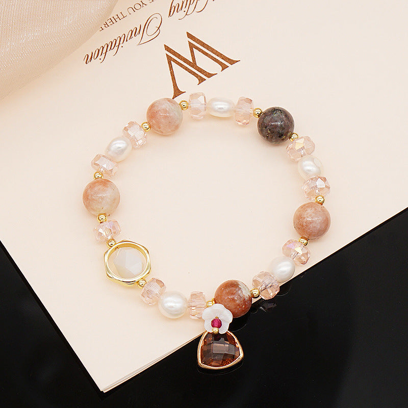 Loyal and unwavering love pink crystal blue crystal bracelet B040828